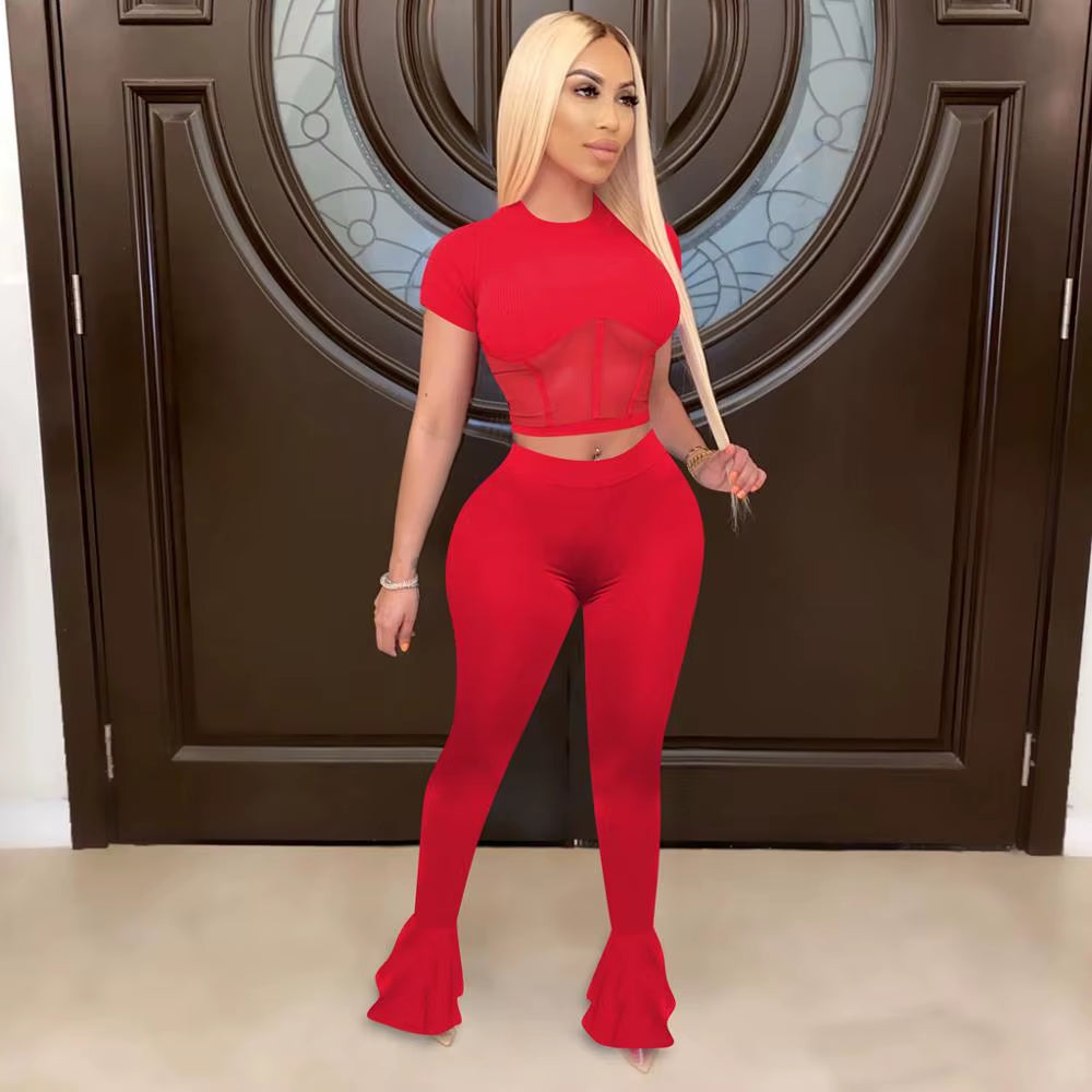 2 Piece Set Women Two Piece Set Summer Clothes Crop Top Pants Two Pieces Sets Women Outfits Sexy